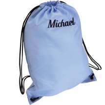 Federleichter Sportbeutel, 33 x 42 cm, in vielen tollen Farben und mit Namensbestickung.