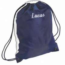 Zweifarbiger Sportbeutel, 33x42cm, erhältlich in 2 Designs und mit Namensbestickung.