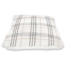 Kissen (Bezug und Kissen) im geschorenen, karierten Schafswolle-Look.
